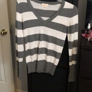 Grey and white striped sweater